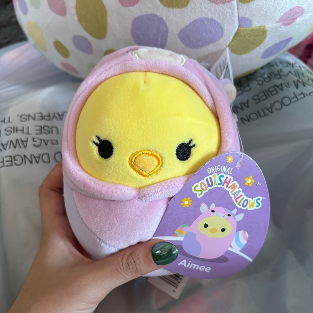 NWT Squishmallows Yellow and Pink Chick Plush Bag